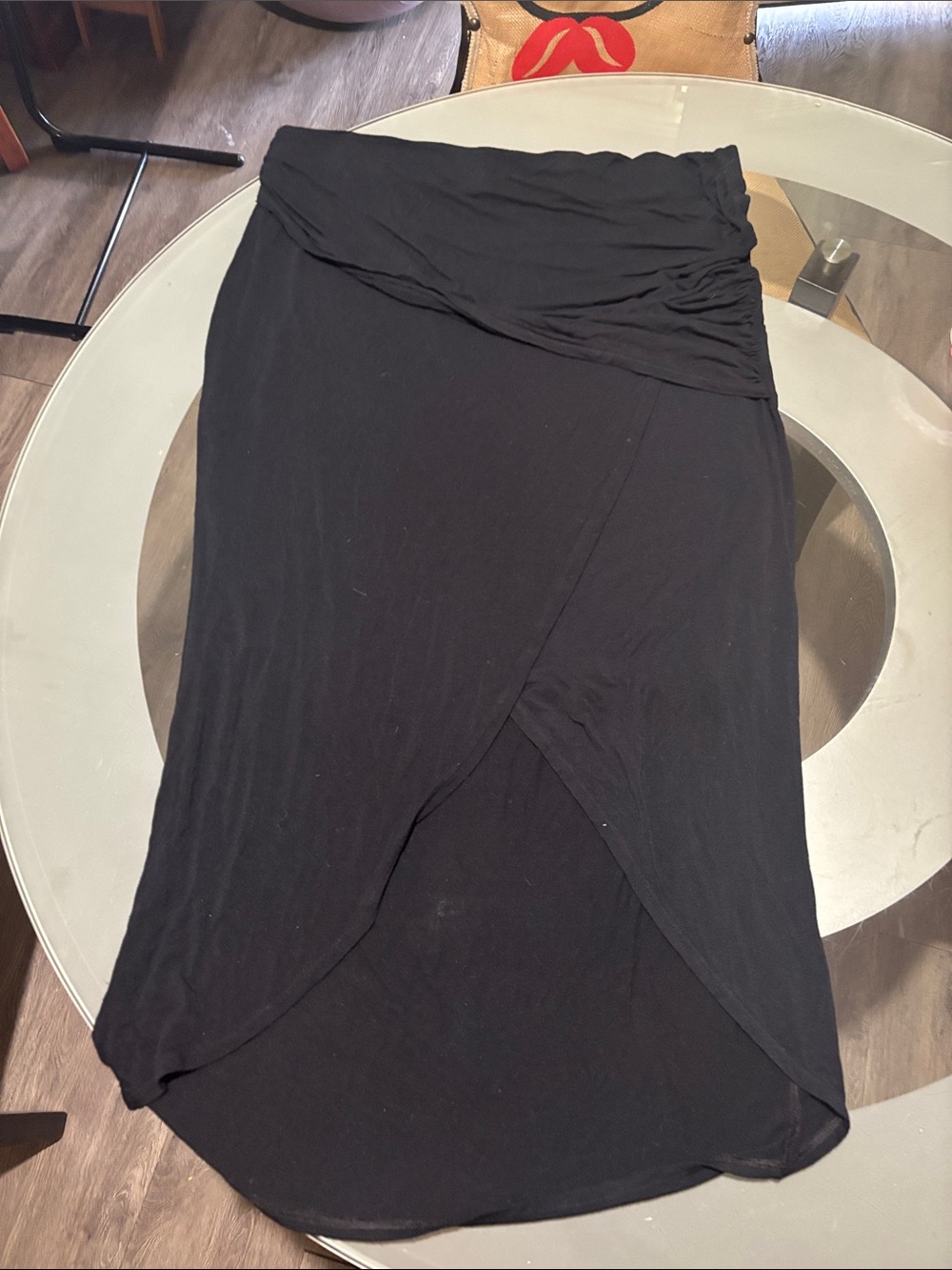 CAbi walk through Black High-Low Wrap Skirt